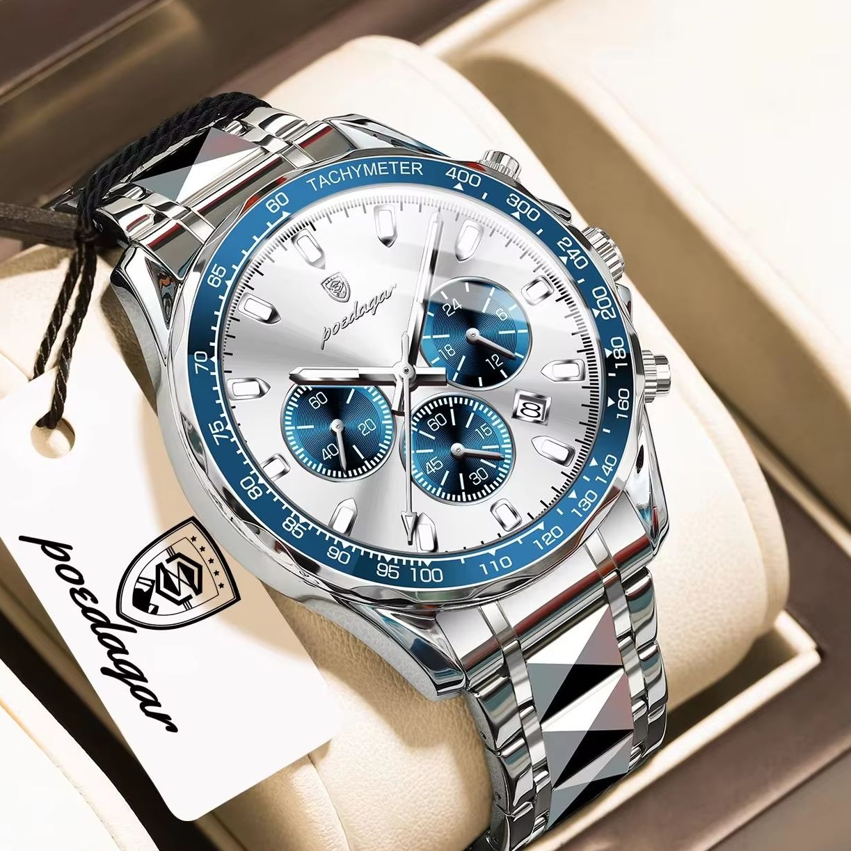 Luxury Watch White - Мужские часы POEDAGAR Top Business: светящиеся,