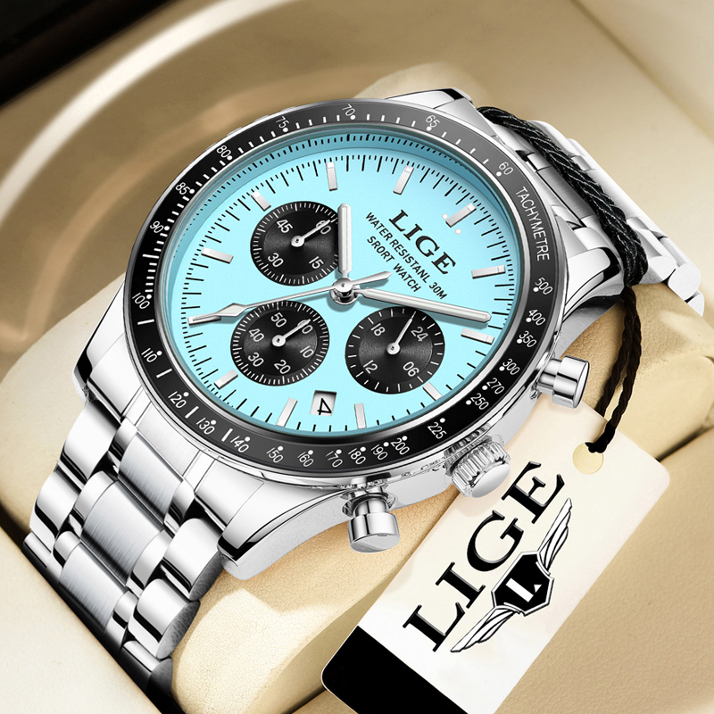 Luxury Watch Collection Box - Мужские часы LIGE, топ-бренд, роскошные, новые,