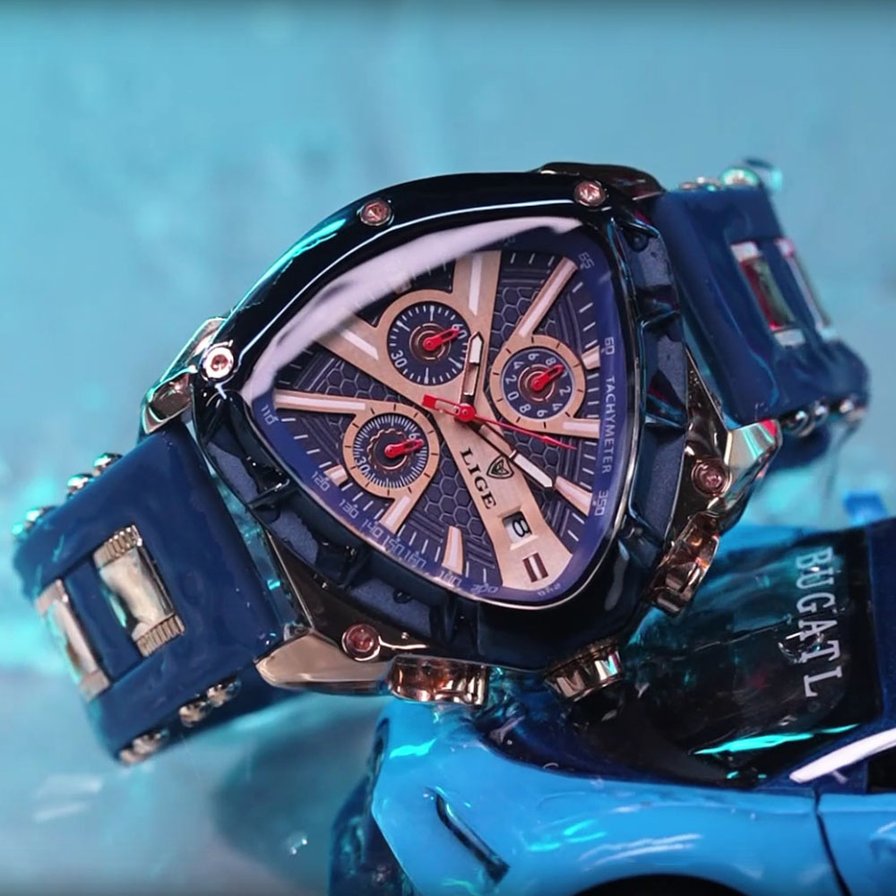 Мужские часы LIGE Fashion, тре – обзор и цена Watch Triangle Luxury
