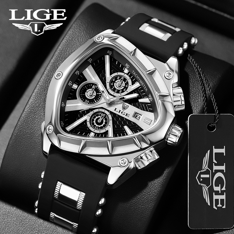 LIGE модные мужские часы роско – обзор и цена Watch Triangle Luxury